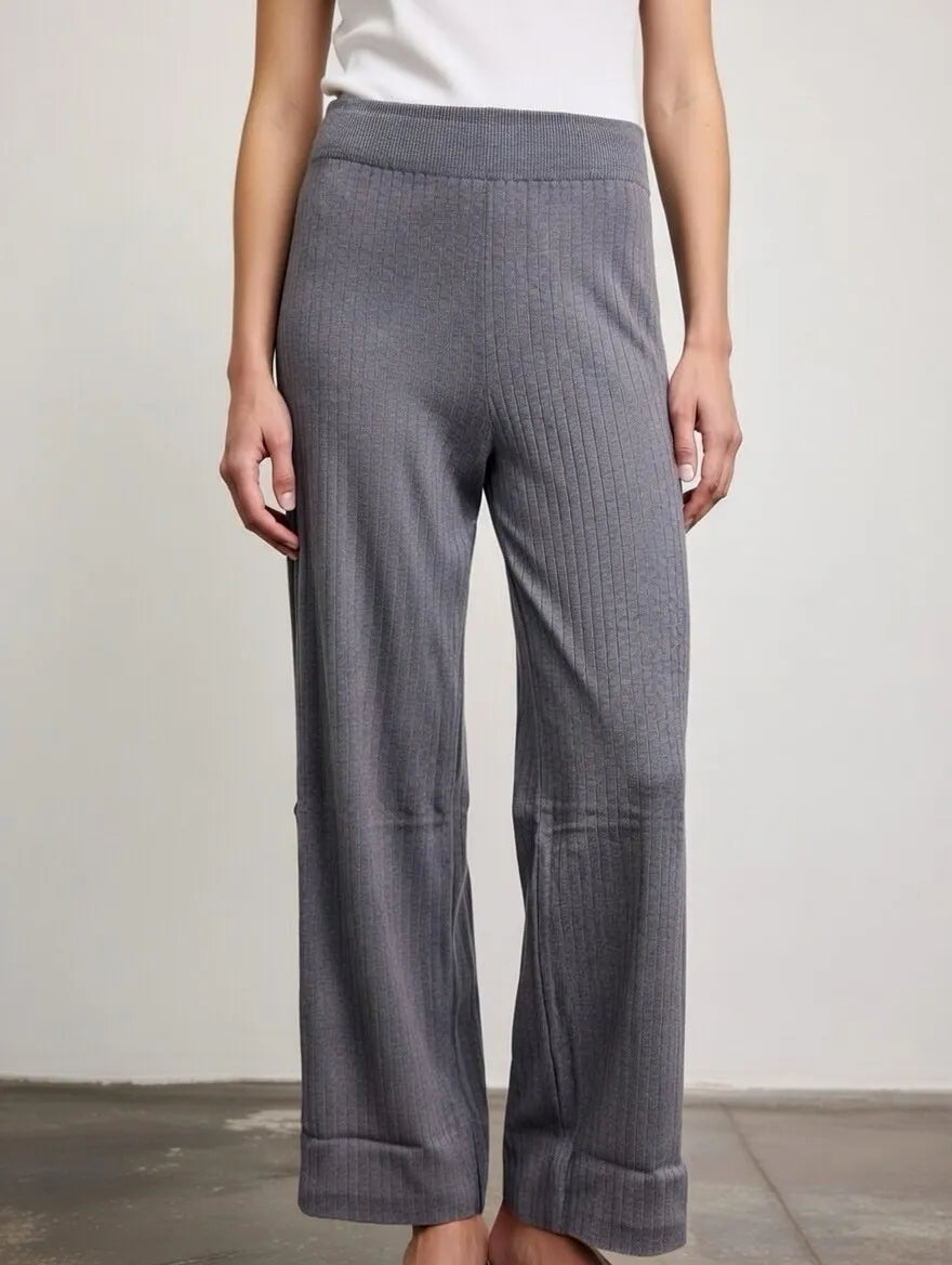 Luxe Ribbed Wide Leg Trousers