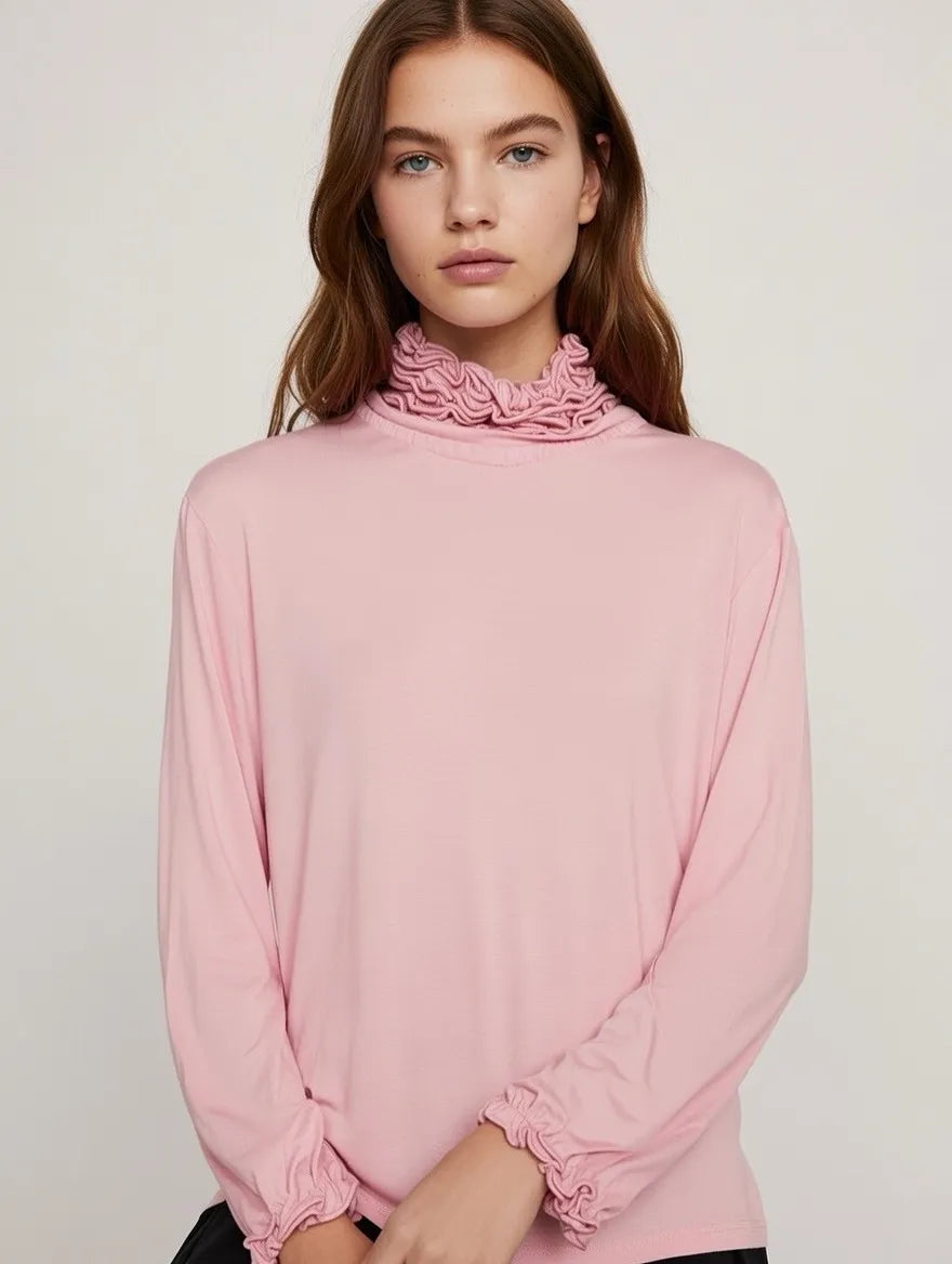 Jabot Neck Long Sleeve Top