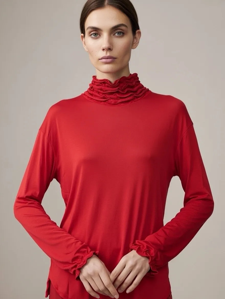Jabot Neck Long Sleeve Top
