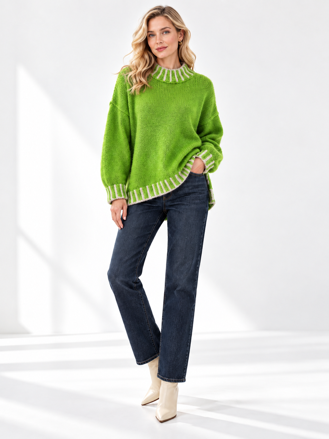 The Mila Contrast Trim Knit