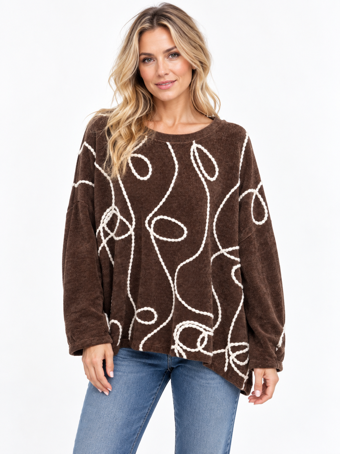 Loop Detail Oversized Cord Jumper