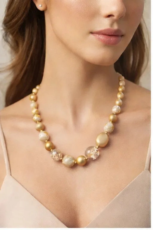 Luna Marbled Bead Necklace