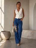 Blossom Range Floral Embroidered barrell Leg Jeans