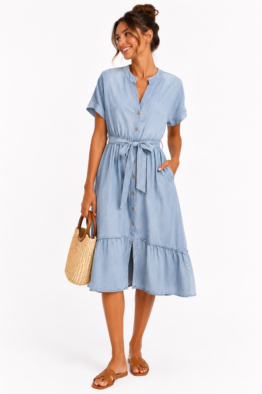 Demin Tie Waist Dress