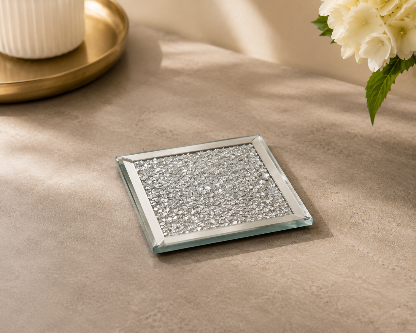 Silver Sparkly Coasters (4 Piece)