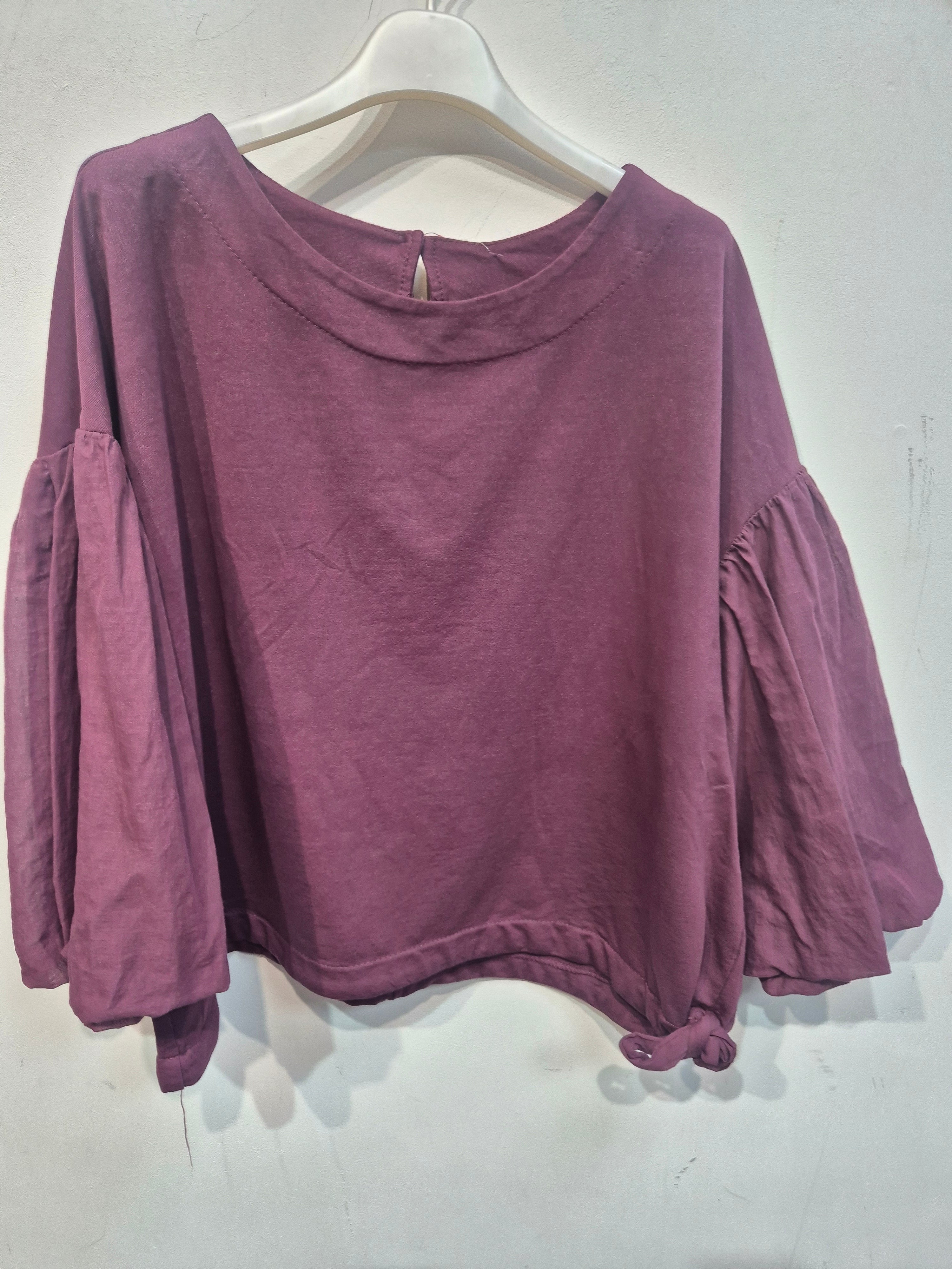 Ballon sleeve side tie top