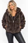 Short Faux Fur Bomber Jacket