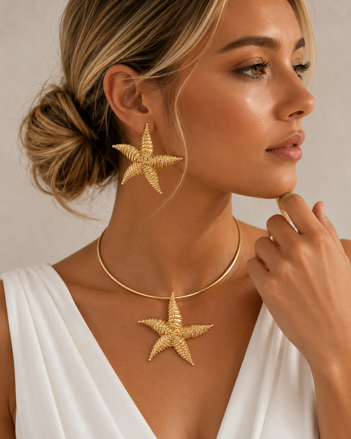 Large Starfish Necklace and Earring Set