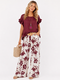 Floral Belted Wide Leg Trousers