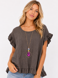 Frilly Sleeve Linen Blouse