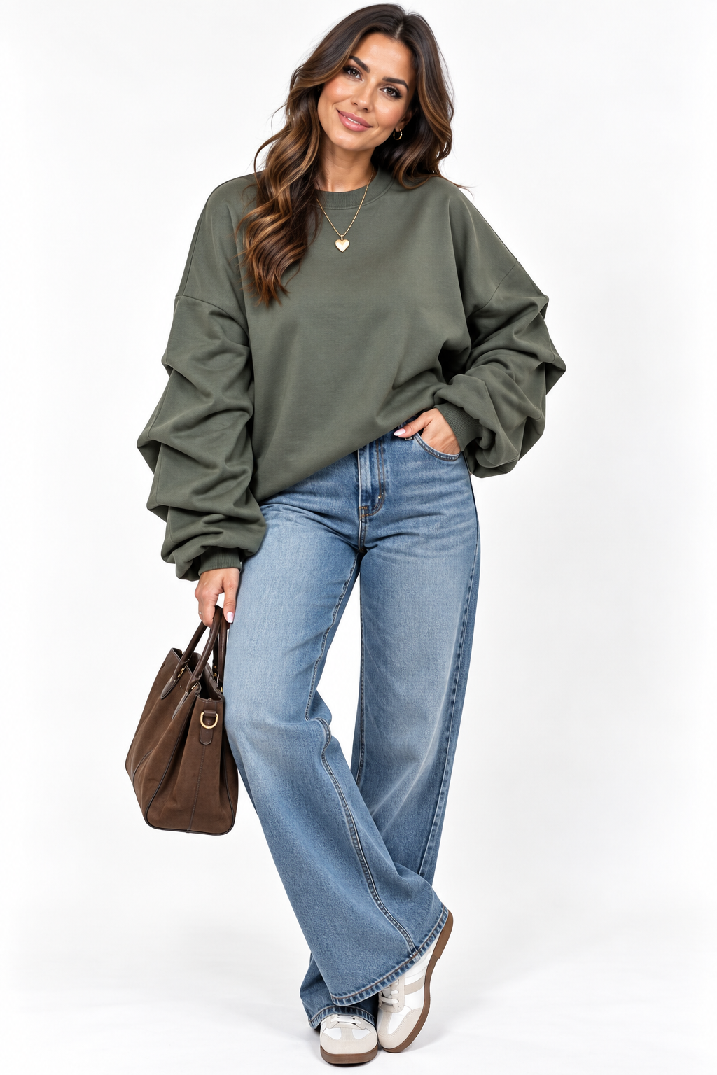 Ruched Sleeve Sweatshirt