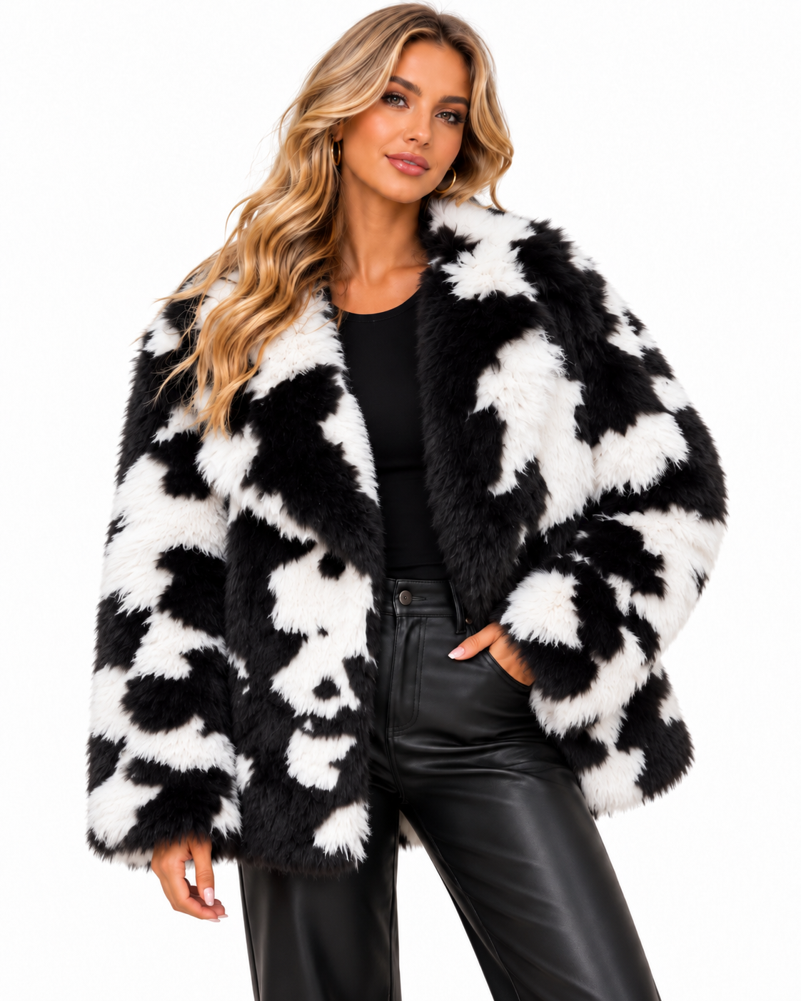 Cow Printed Fluffy Jacket – Sharly Barly
