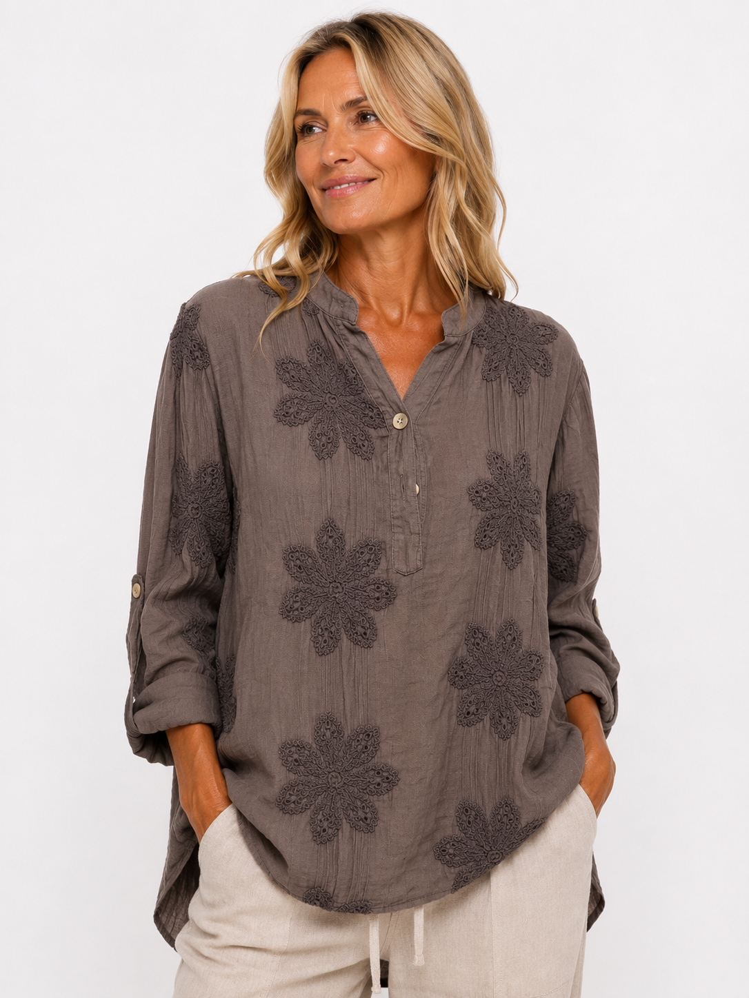 Embroidered Floral Shirt