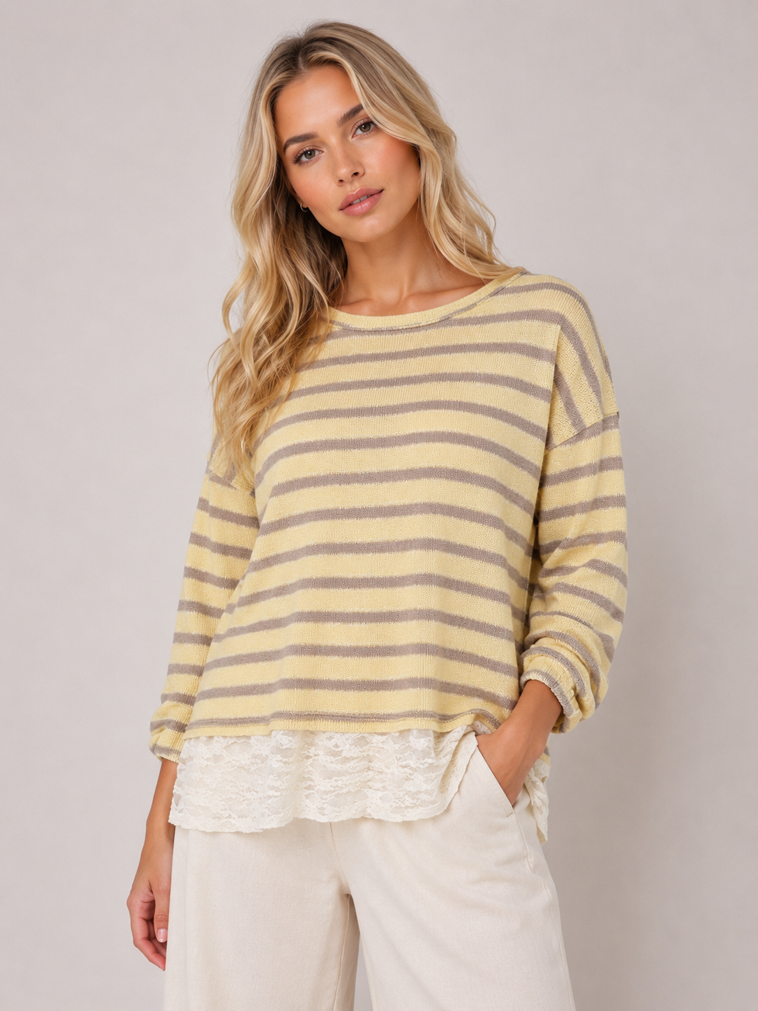 Stripey Lace Bottom Top