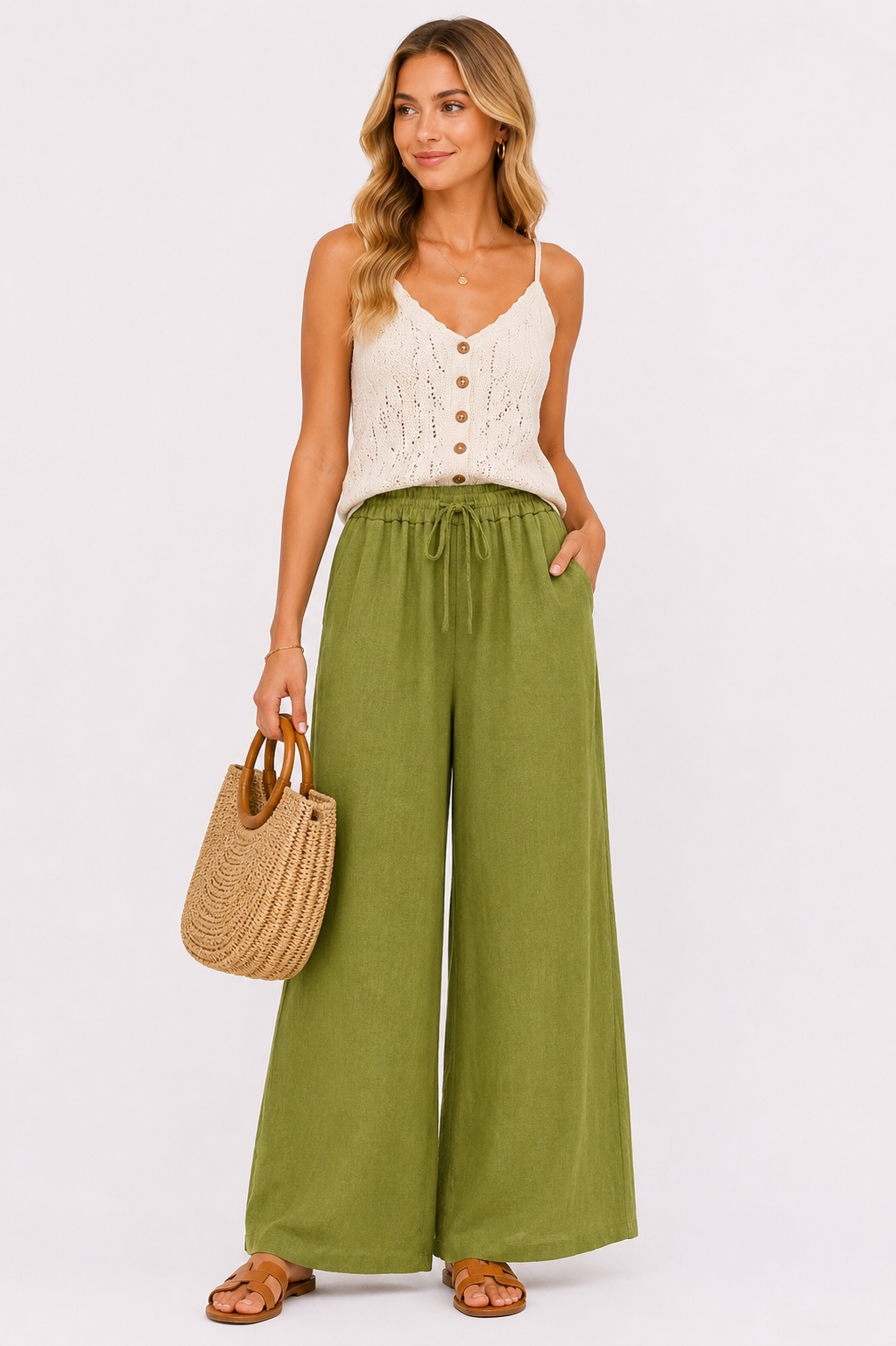 Linen Wide Leg Trousers