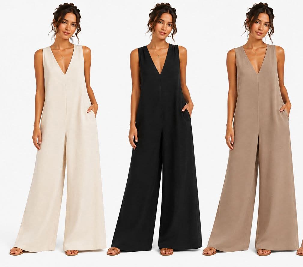 Linen V-Neck Jumpsuit