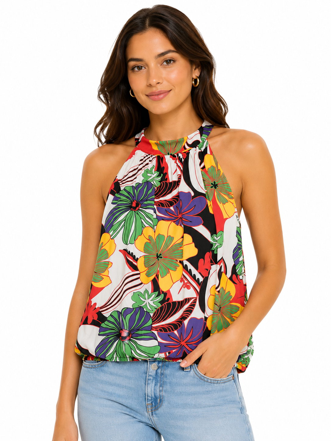 Patterned Halter Neck Top