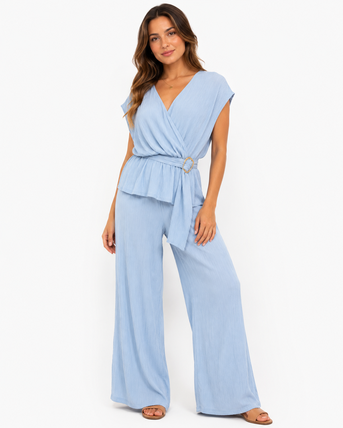 Elasticated Two Piece Pleated Set