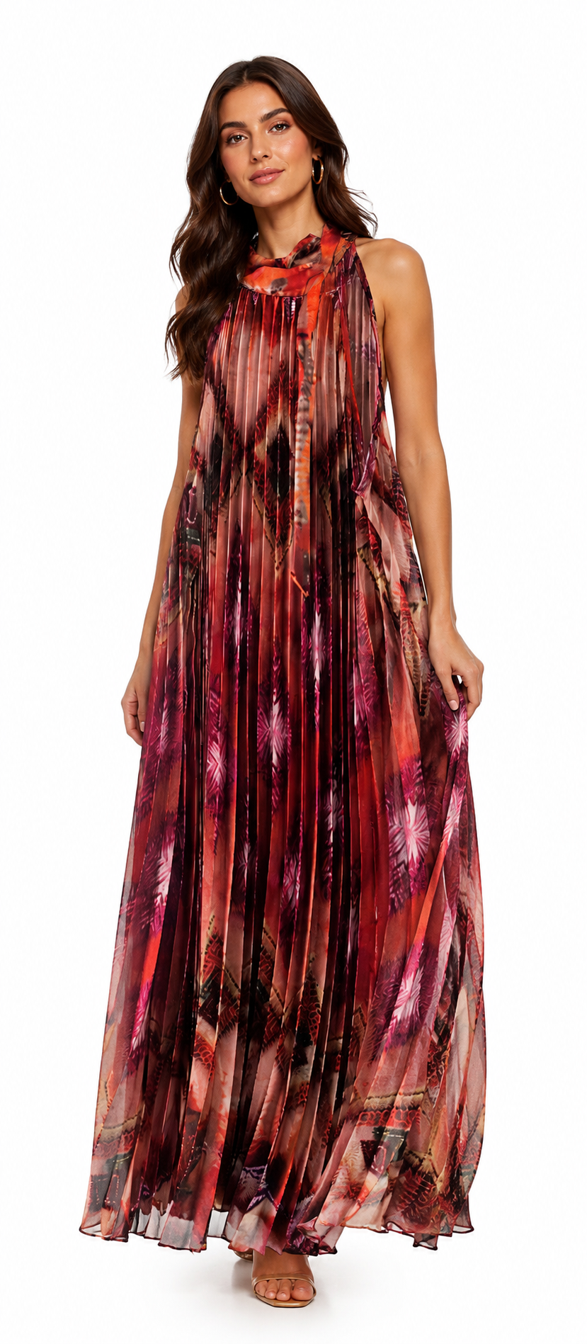 Halterneck Pleated Dress