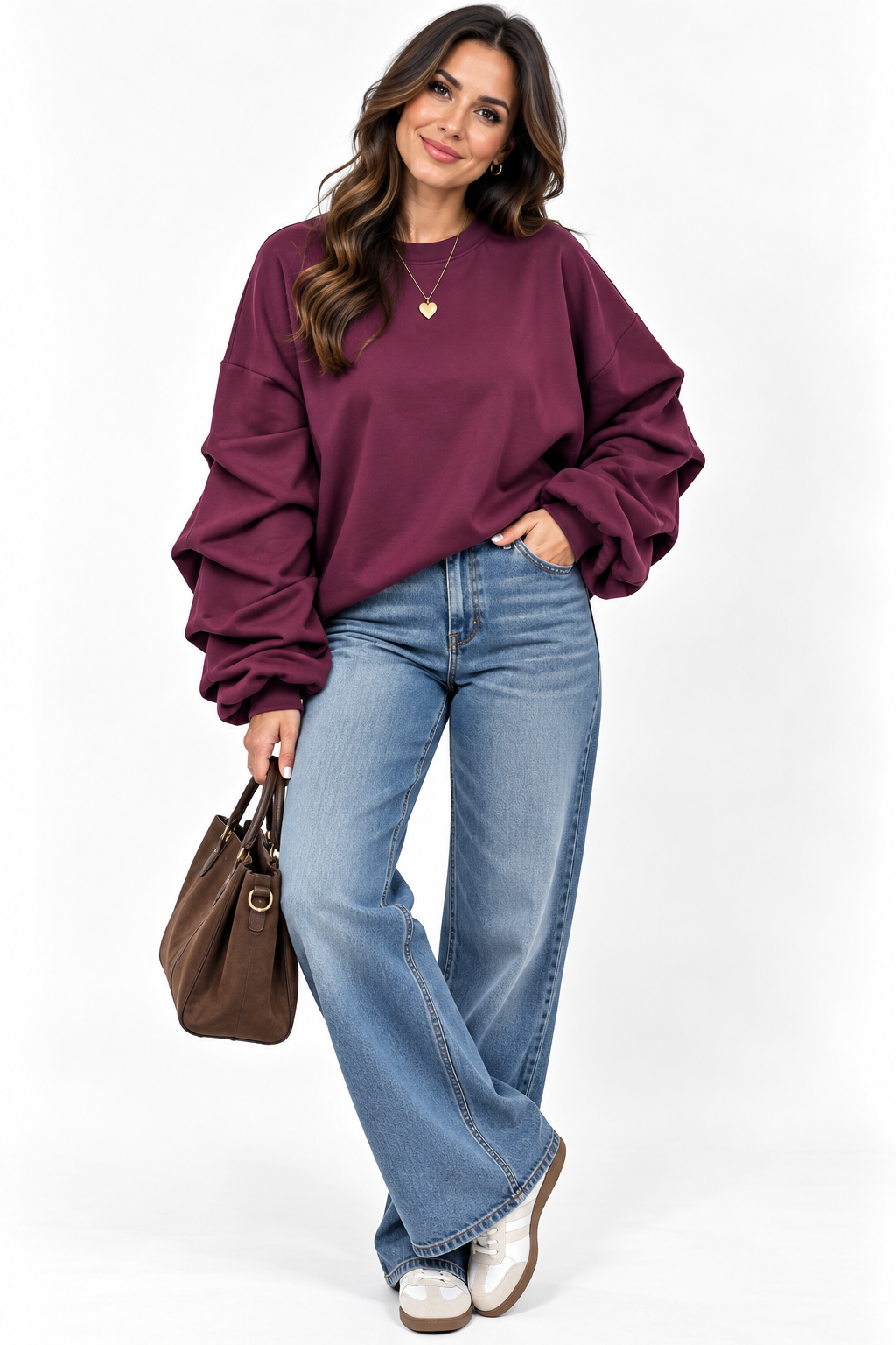 Ruched Sleeve Sweatshirt