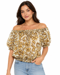 Off Shoulder Patterned Blouse