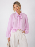 Bow Bubble Sleeve Blouse