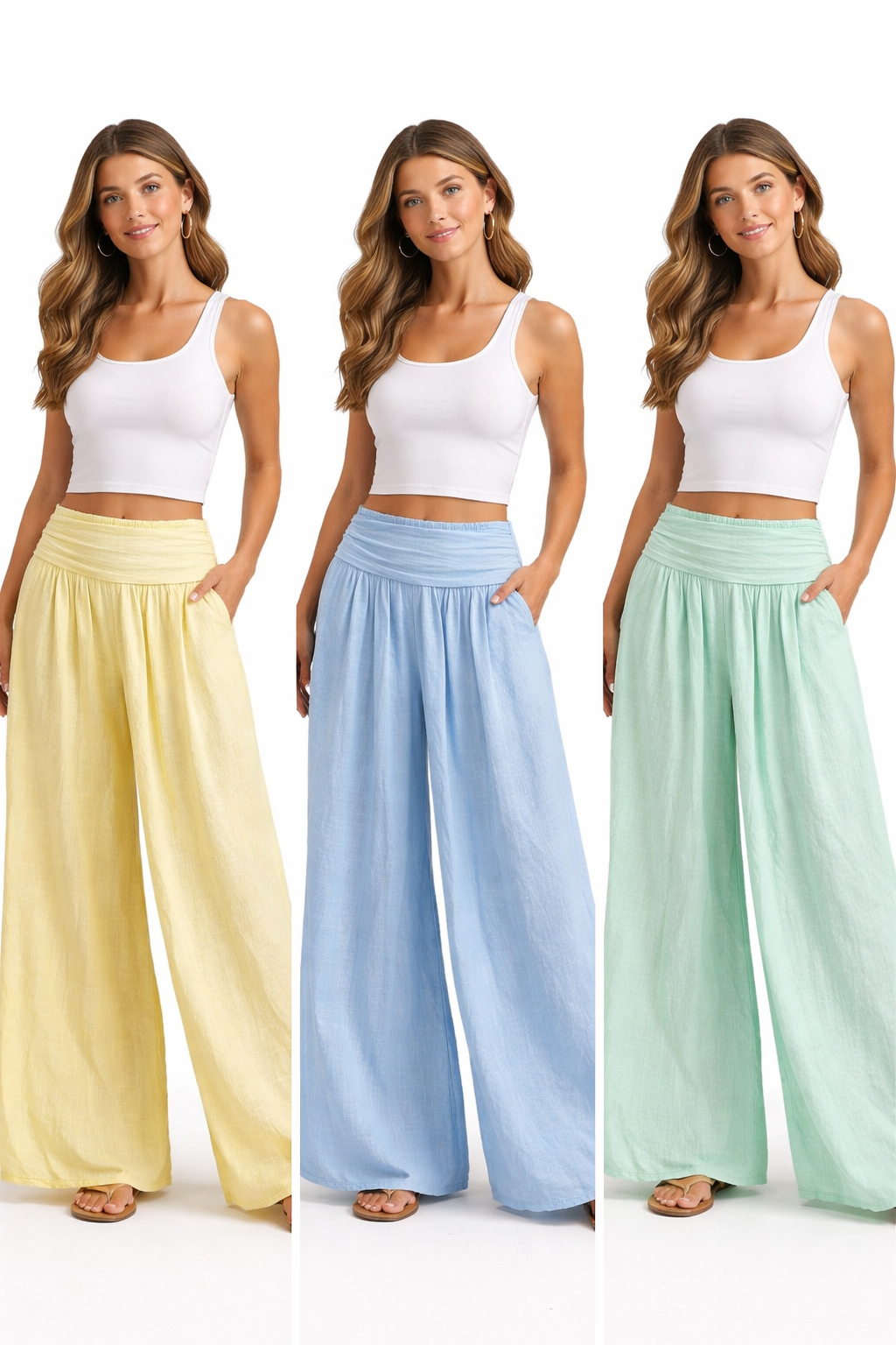 Elasticated Waist Linen Trousers