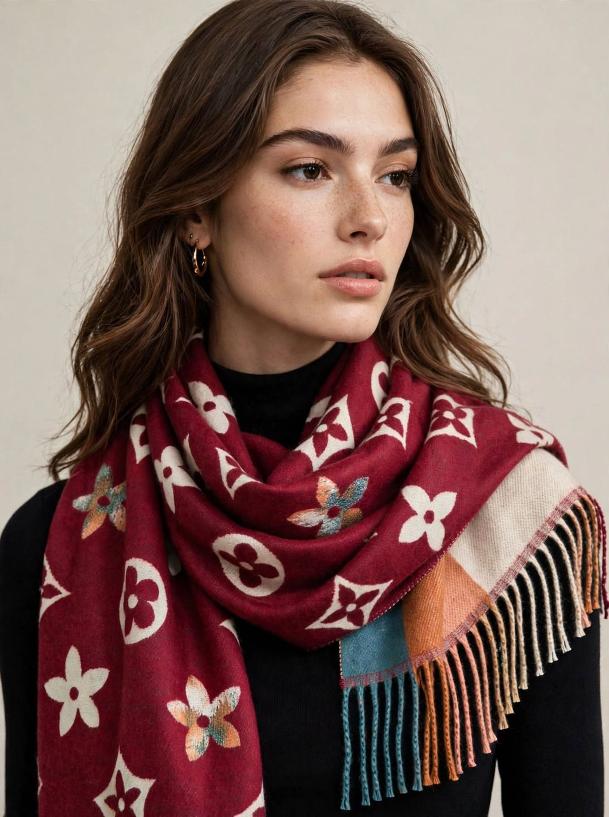 Designer Inspired Floral Scarf