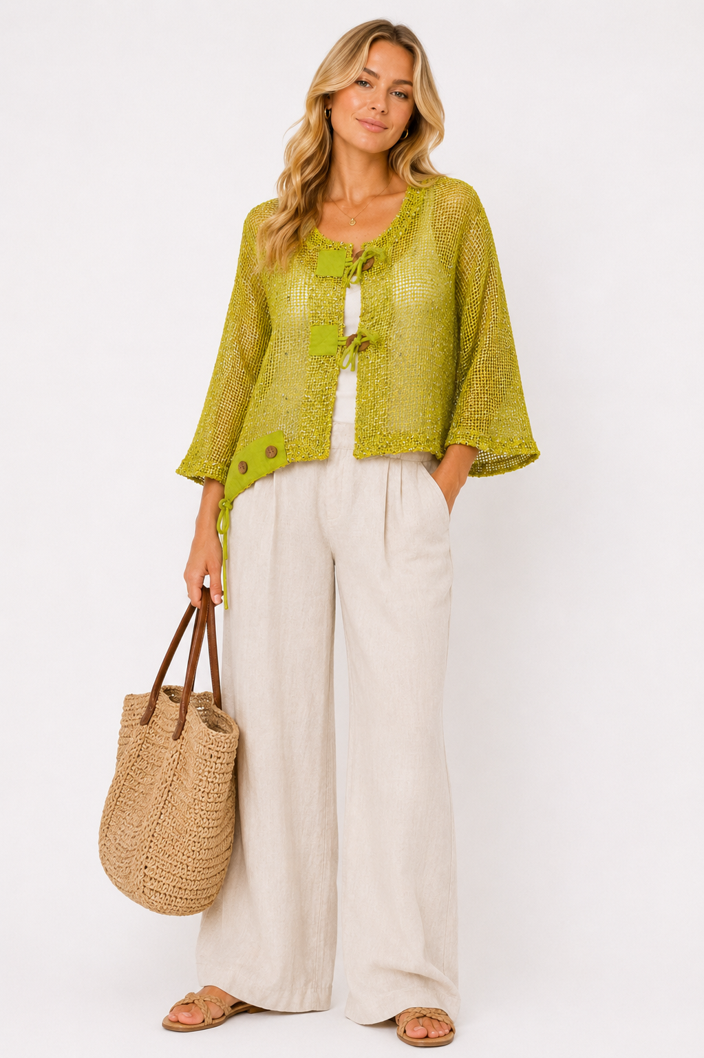 Crochet Knitted 3/4 Sleeve Top