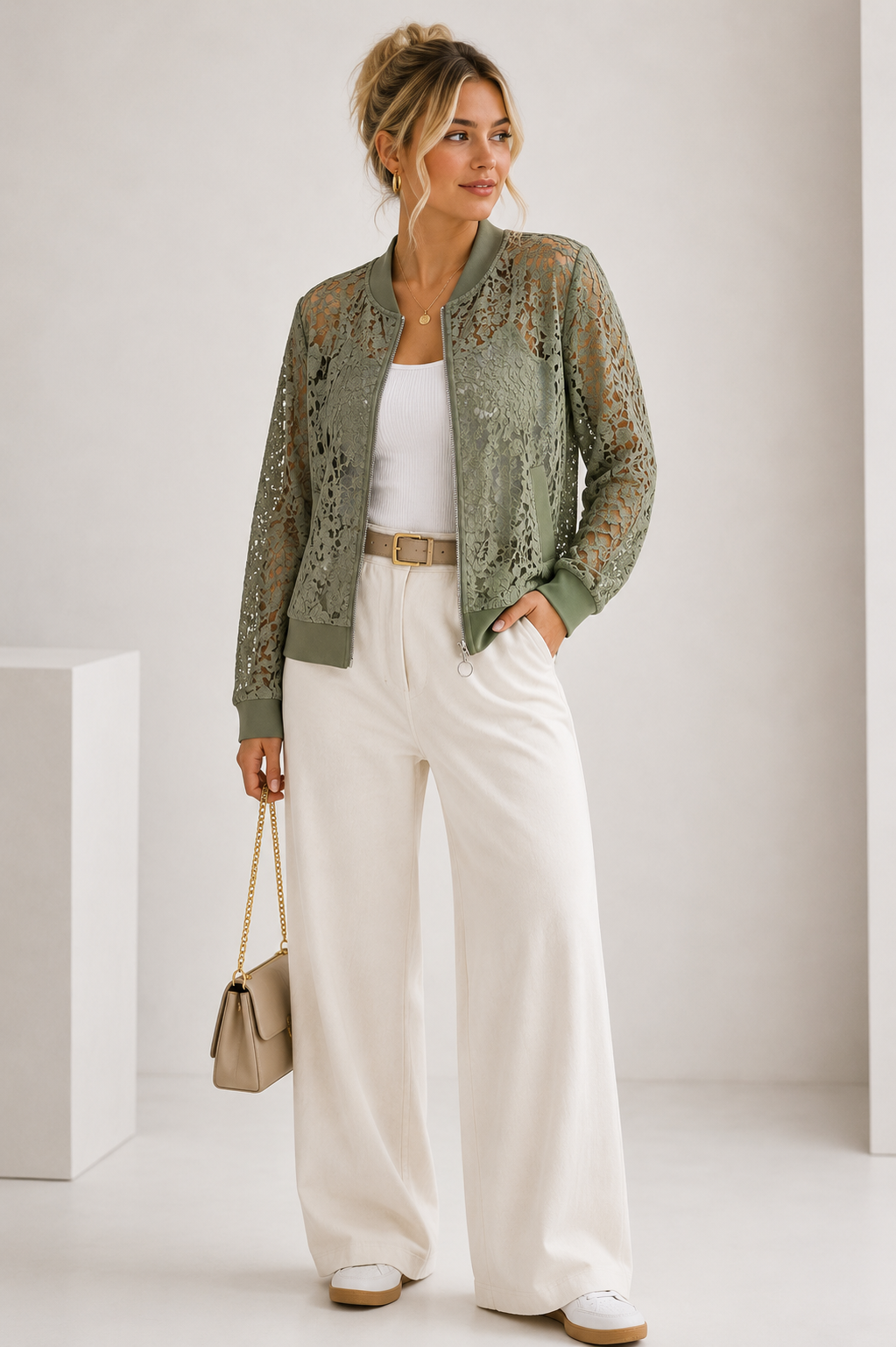 Lightweight Lace Zip Up Jacket