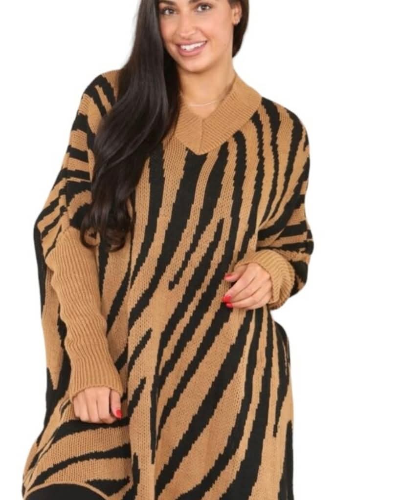 Zebra print oversized jumper