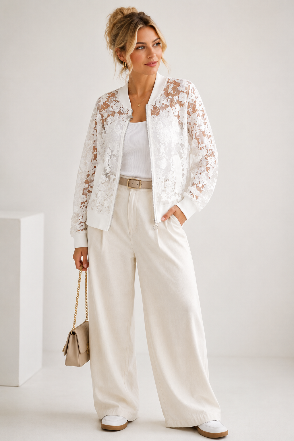 Lightweight Lace Zip Up Jacket