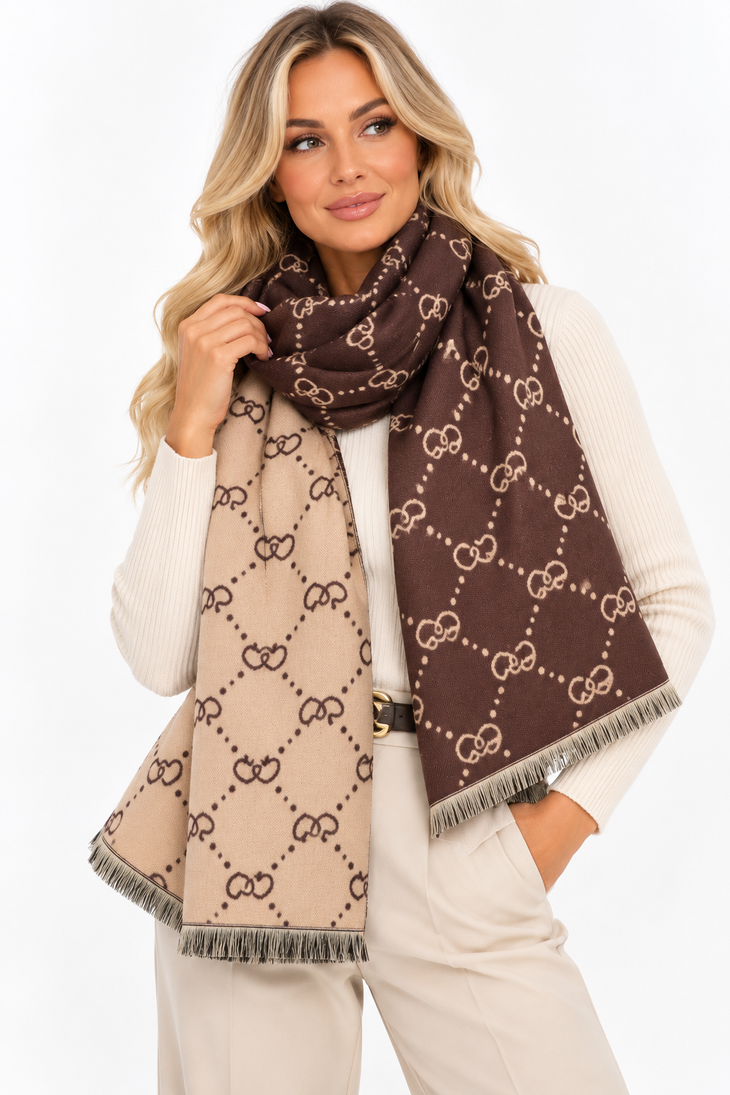 Linked Hearts Reversible Scarf