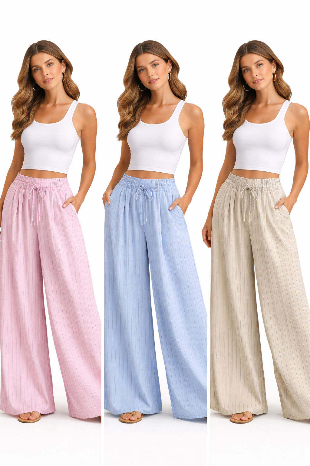 Pin Stripe Tie Waist Trousers
