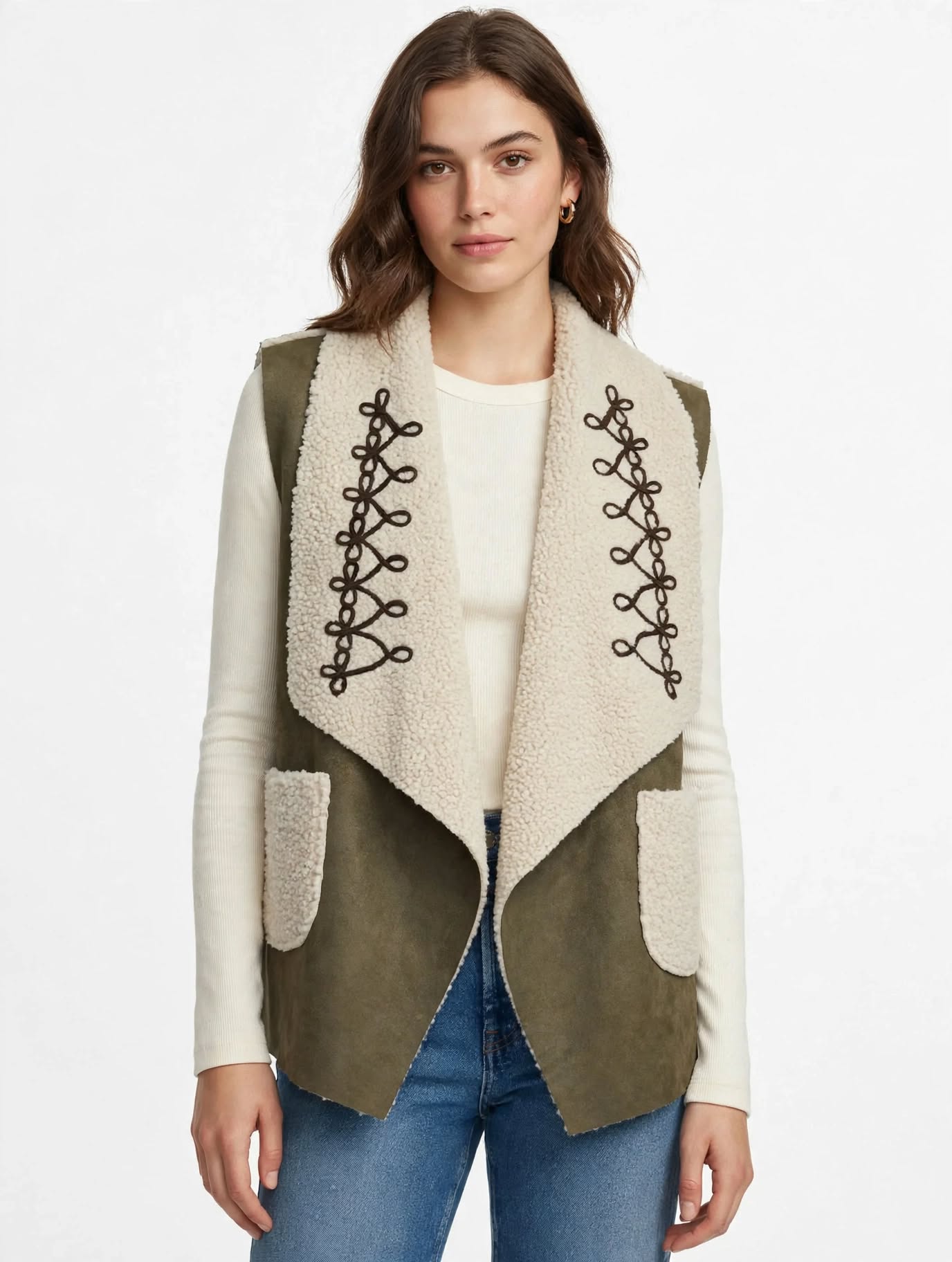 shepa cream lined waistcoat
