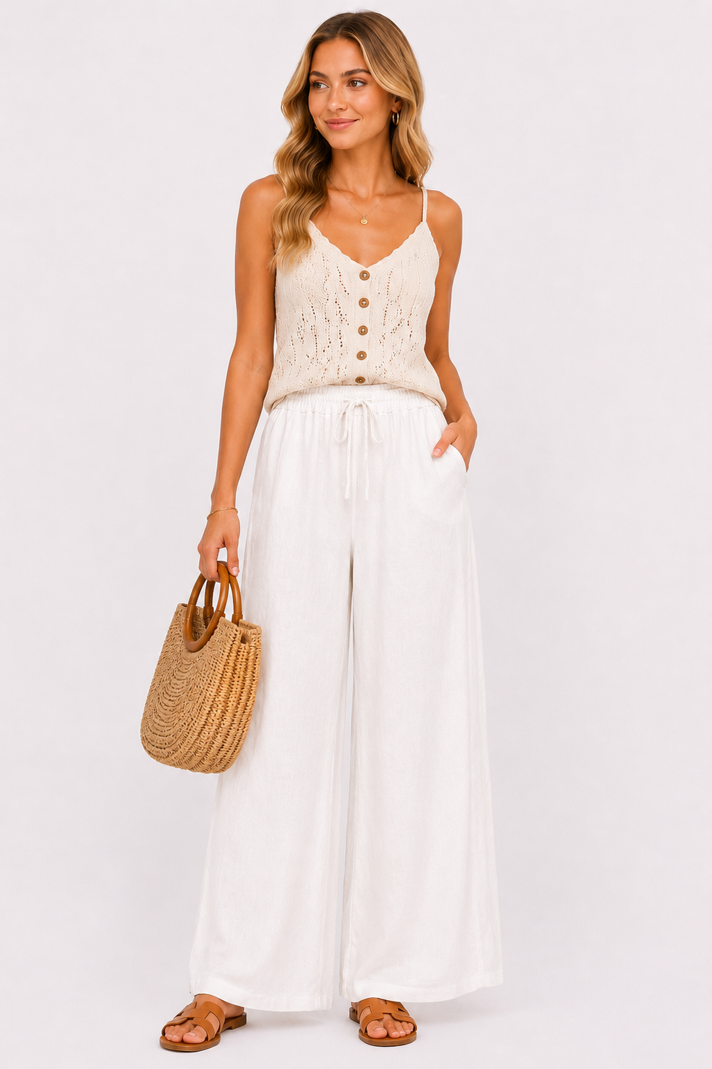 Linen Wide Leg Trousers
