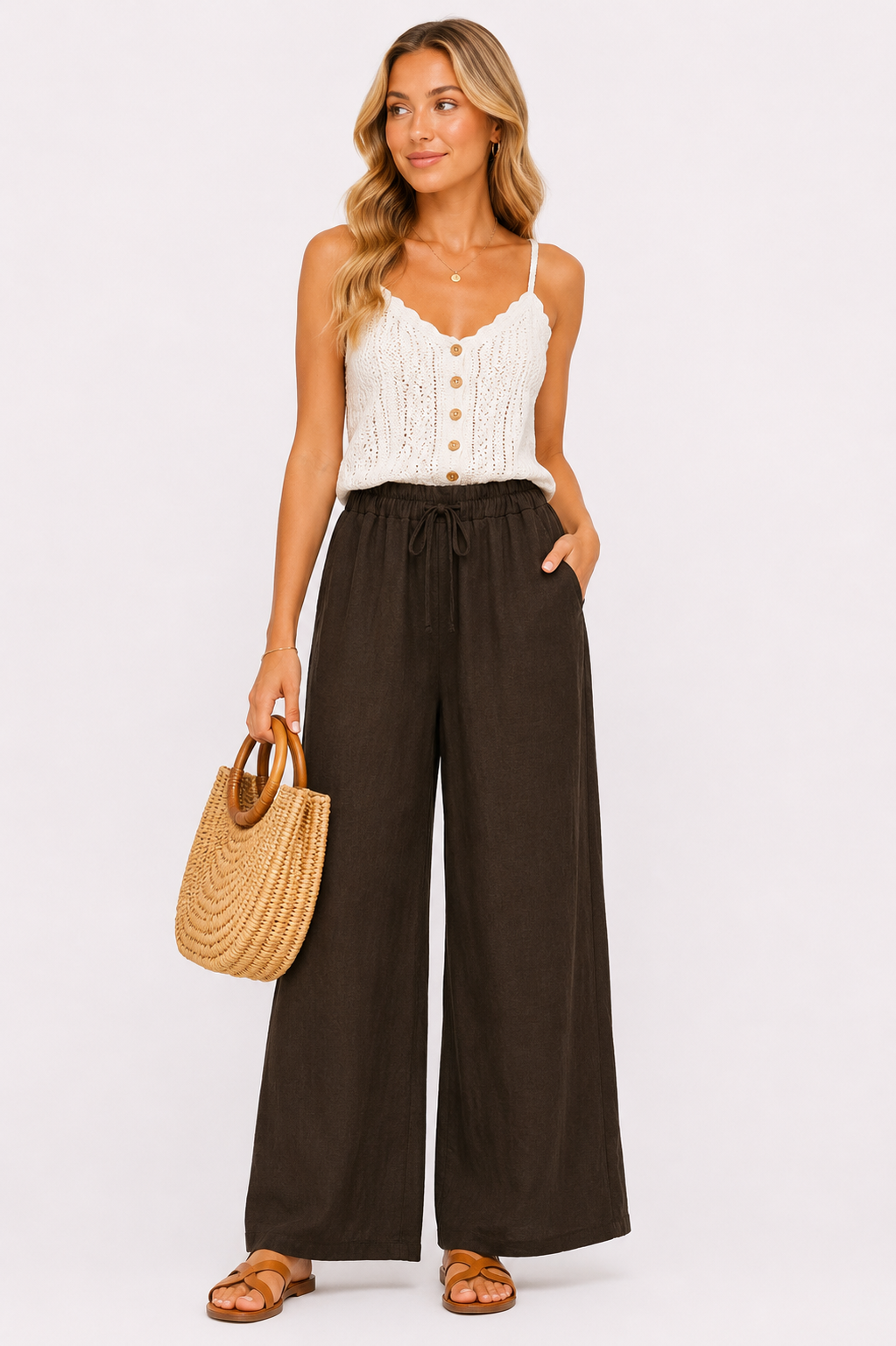Linen Wide Leg Trousers