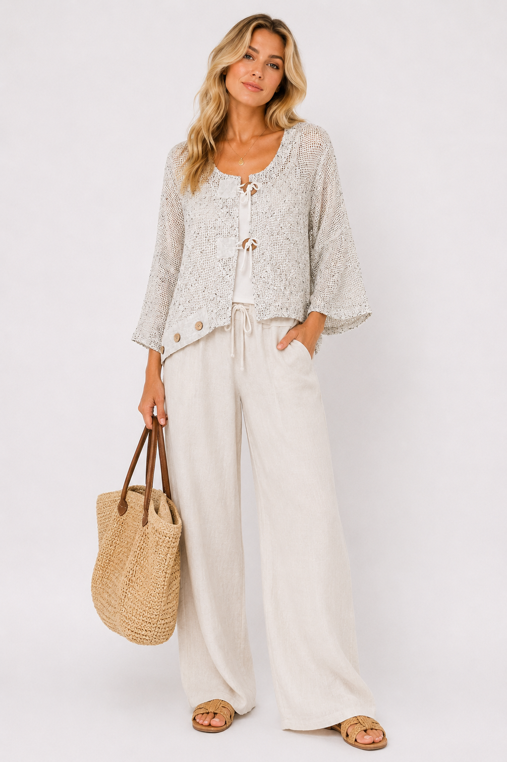 Crochet Knitted 3/4 Sleeve Top