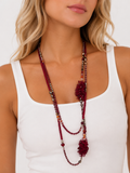 Layered Beaded Necklace - Wine