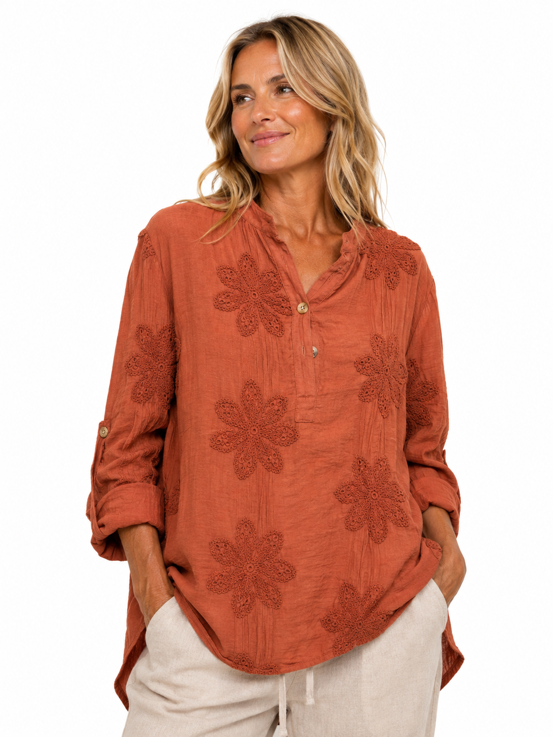Embroidered Floral Shirt