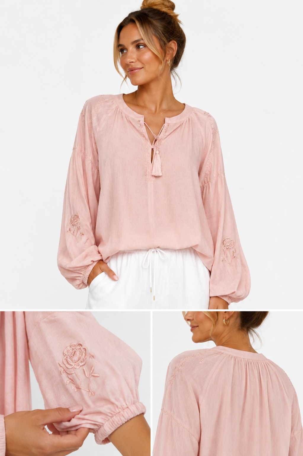 Rose Tie Front Blouse