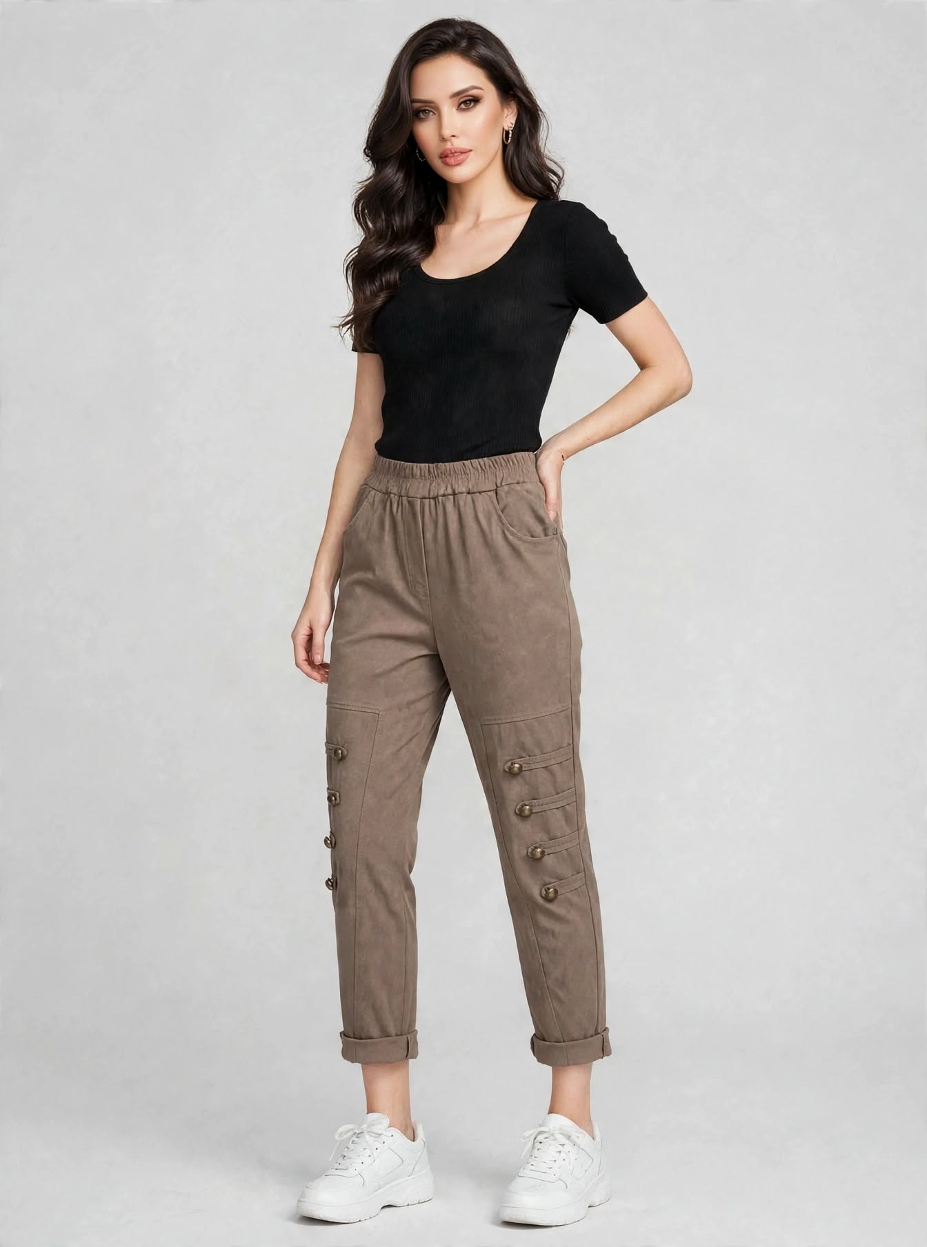 Military style stretch trousers
