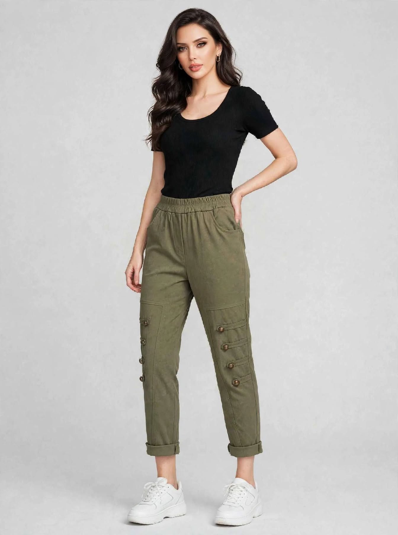 Military style stretch trousers