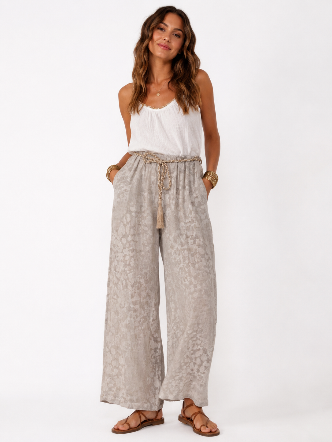 Linen Animal Printed Trousers