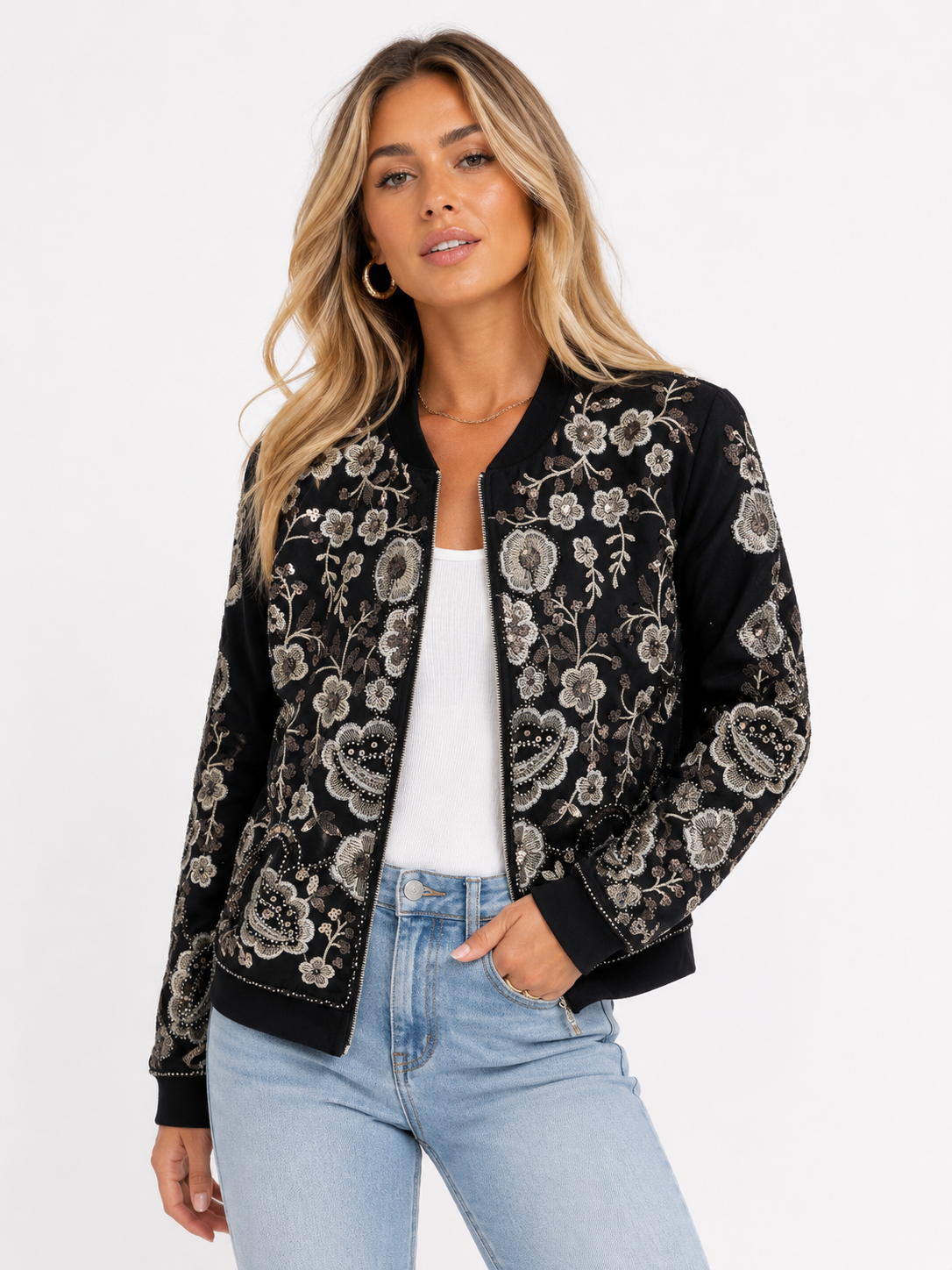 Embroidered Bomber Jacket