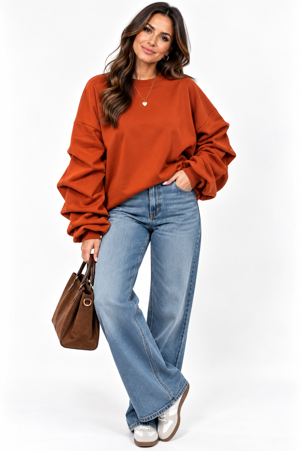 Ruched Sleeve Sweatshirt