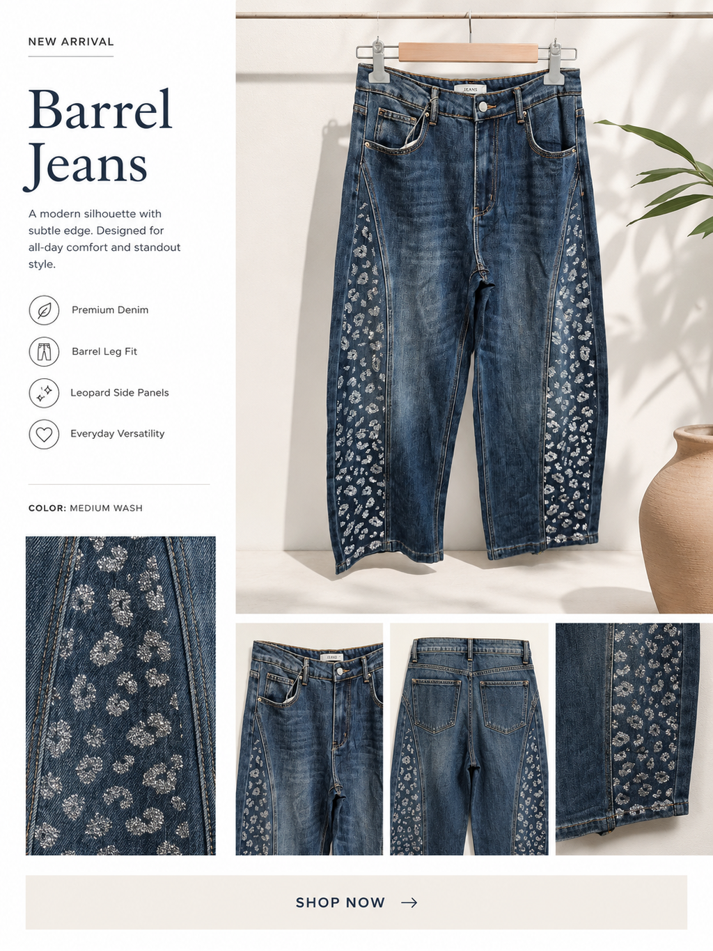 Barrel Leg Diamontè Jeans