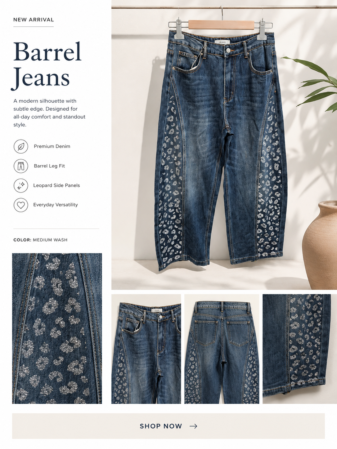 Barrel Leg Diamontè Jeans