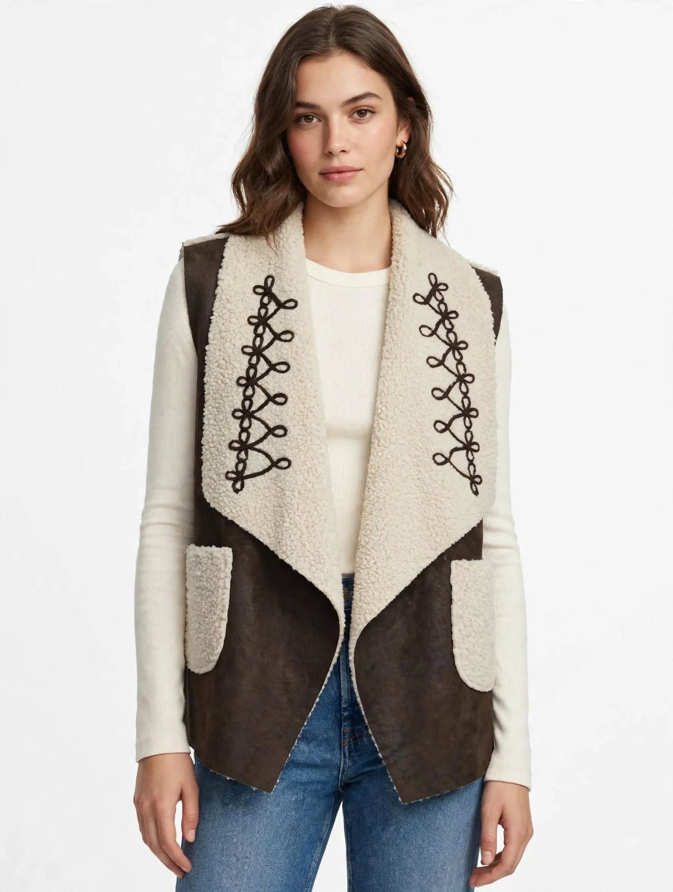 shepa cream lined waistcoat