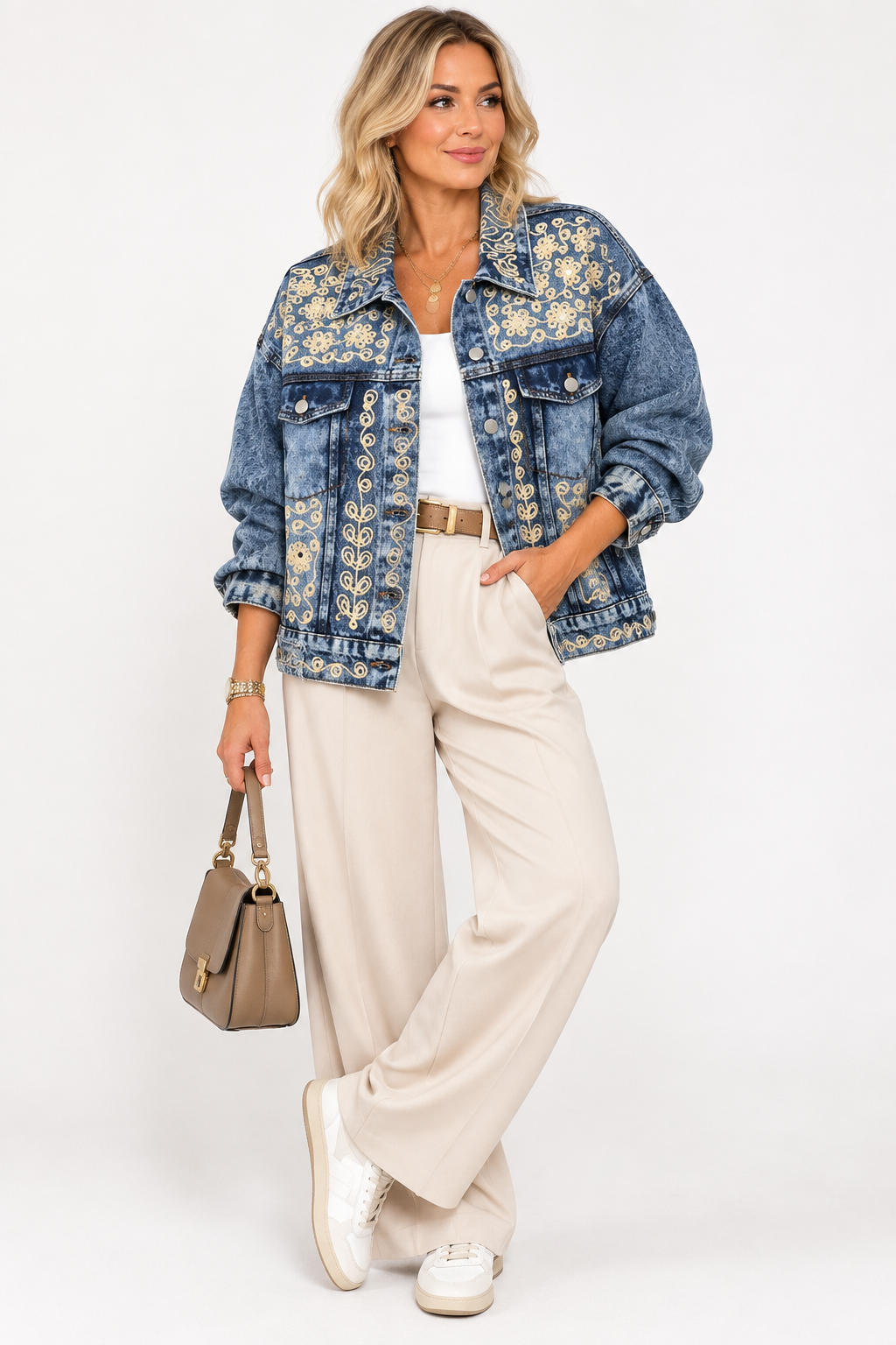 Embroidered Oversized Demin Jacket